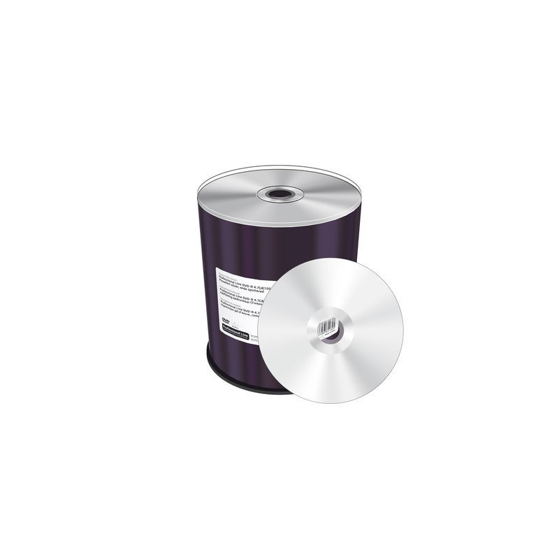 Prof. Line DVD-R 4,7GB|120min 16x, stampabile inkjet su tutta la superficie, argento pros., Wide Sputtered, campana 100