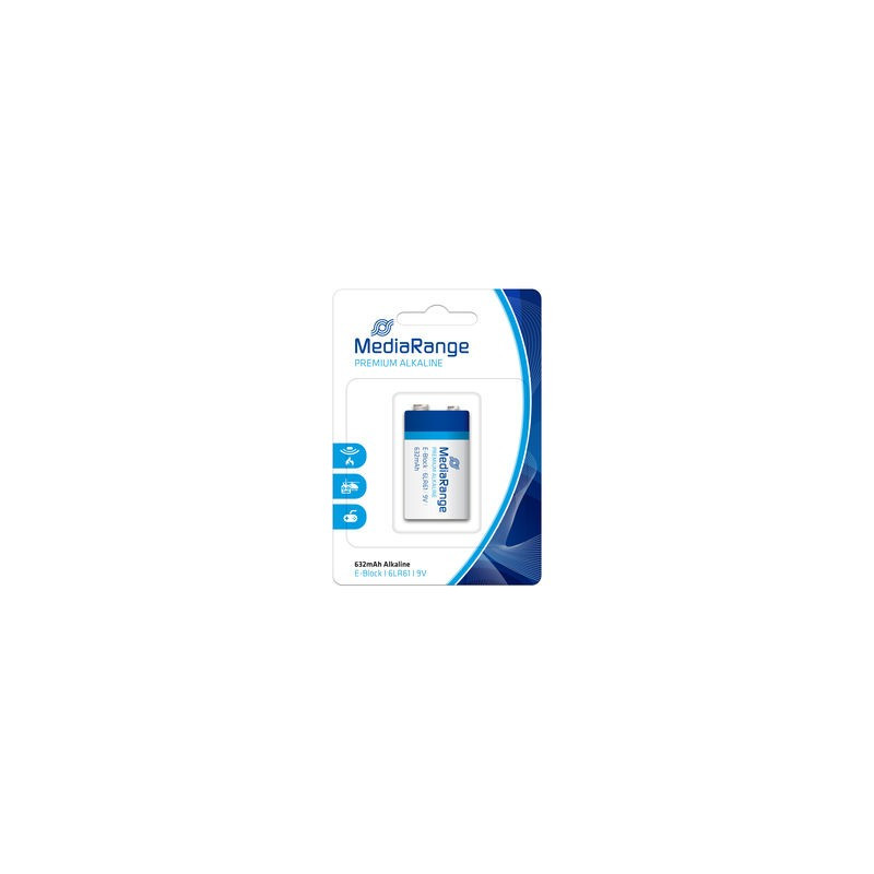  Pilhas Alcalinas Premium E-Block|6LR61|9V, 1 Unidades MEDIARANGE