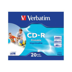 Verbatim CD-R AZO 700MB/52x bedruckbar, Slimcase Pack 20