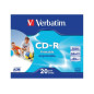 Verbatim CDR AZO 700MB/52x Printable, Caixa Slim Pack 20