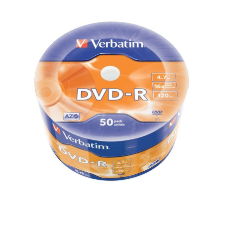 Verbatim DVD-R AZO 4.7GB 16X superfície prateada mate Shrink 50