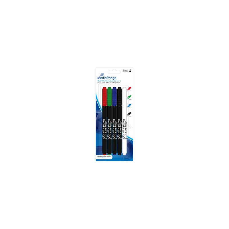 Feutres pour CD/DVD/Bluray avec effaceur, pack 5