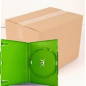 Pack 50 Amaray 14mm caixa DVD para 1 disco com clips, verde brilhante