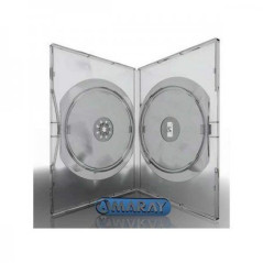 Pack 50 Amaray 14mm caja DVD para 2 discos con clips, transparente