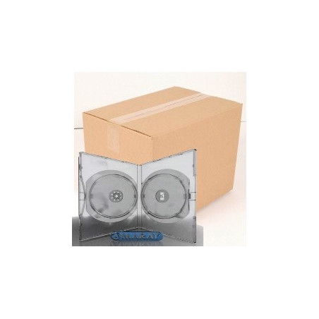 Pack 50 Amaray 14mm caixa DVD para 2 discos com clips, transparente