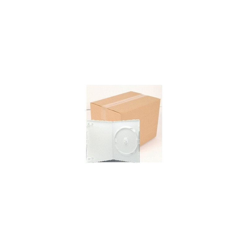 Pack 50 Amaray 14mm caja DVD para 1 disco con clips, blanca