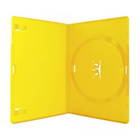 Pack 50 Amaray 14mm caja DVD para 1 disco con clips, amarilla