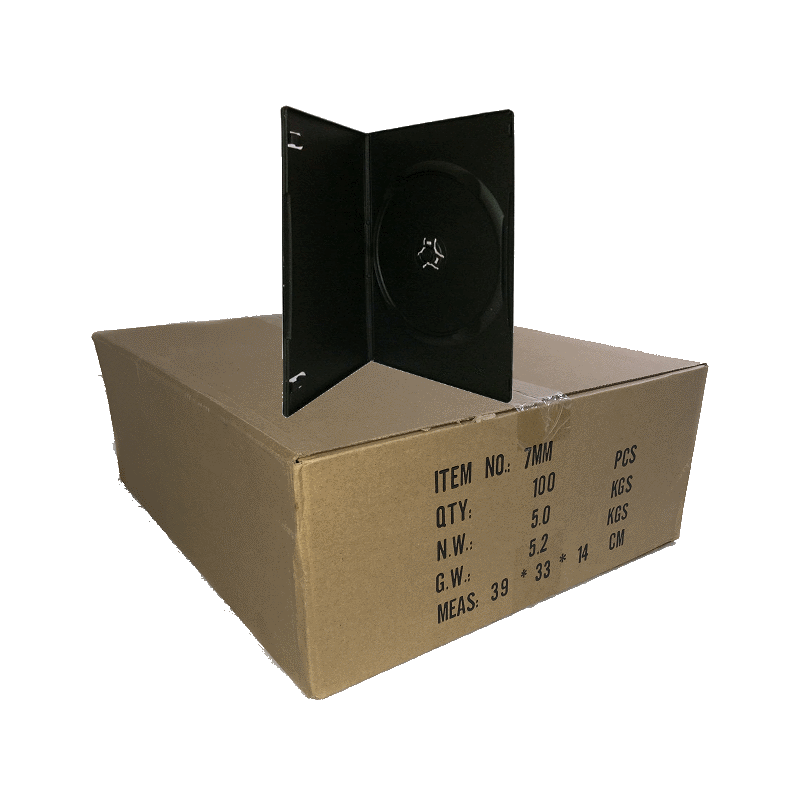 Pack 50 custodie DVD slim 7mm alta qualità nere Pack 50 custodie DVD slim 7mm alta qualità nere
