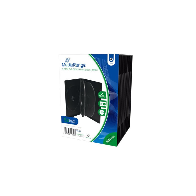 Pack 5 MediaRange DVD-Hülle für 6 Discs, 22mm, Schwarz Pack 5 MediaRange DVD-Hülle für 6 Discs, 22mm, Schwarz