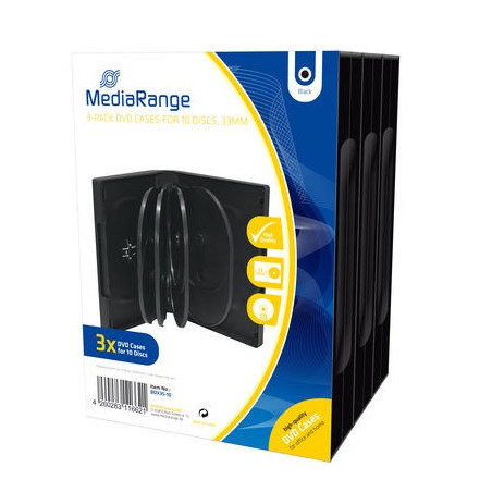 Pack 3 MediaRange estuche DVD para 10 discos, 33mm, Negra