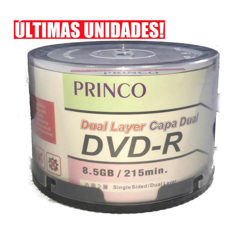DVD-R Doppio strato 8,5GB Princo 8X - pack 50