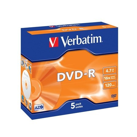 Verbatim DVD-R AZO 4.7GB 16X MATT SILVER SURFACE Jewelcase Pack 5