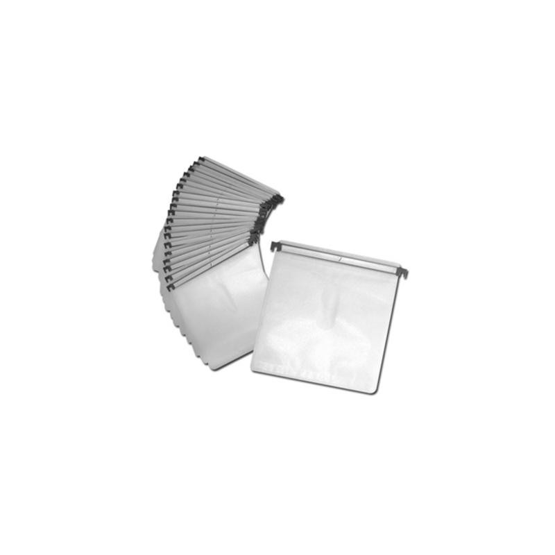Pochettes avec barre plastique pour valises DJ, pour 2 disques, blanches, pack 20