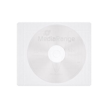 MediaRange Fleece sleeves for 1 disc, adhesive-backed, white, Pack 25