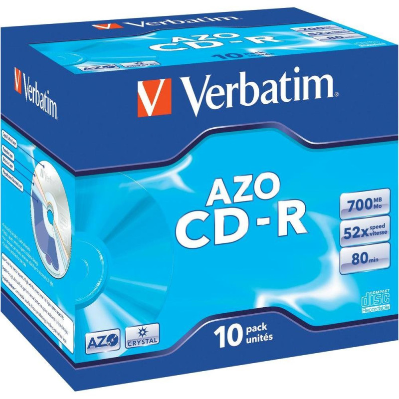 Verbatim CD-R AZO 700MB 52X Crystal Surface Jewelcase 10,4mm pack 10