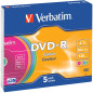 Verbatim DVD-R AZO 4,7GB 16X superficie de color Slimcase pack 5