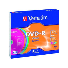 Verbatim DVD-R AZO 4,7GB 16X superficie de color Slimcase pack 5