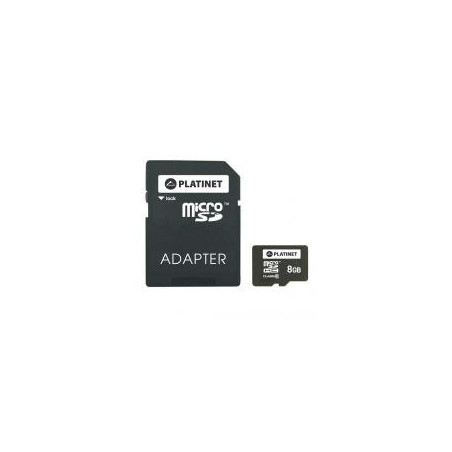 Platinet Micro SDHC 8 Go classe 10 + adaptateur SD