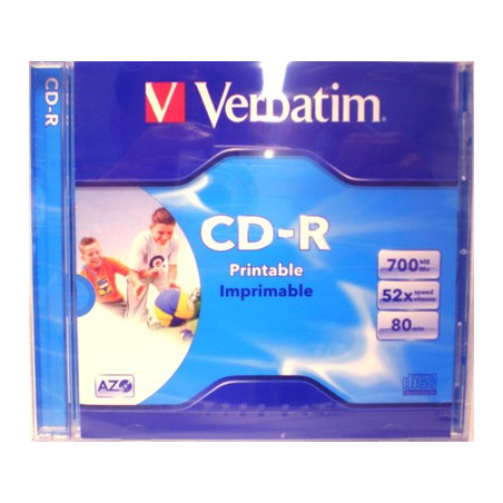 Verbatim CD-R 52x Imprimible superficie completa AZO caja jewel, ID Branded - 10 uds.