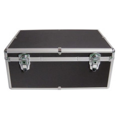 Media storage case for 500 discs, aluminum look, with hanging sleeves, black