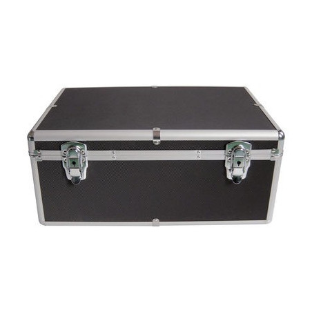 Media storage case for 500 discs, aluminum look, with hanging sleeves, black