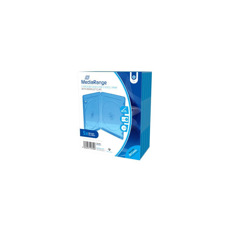 MediaRange Caja BD para 2 discos, 11mm, azul, pack 5