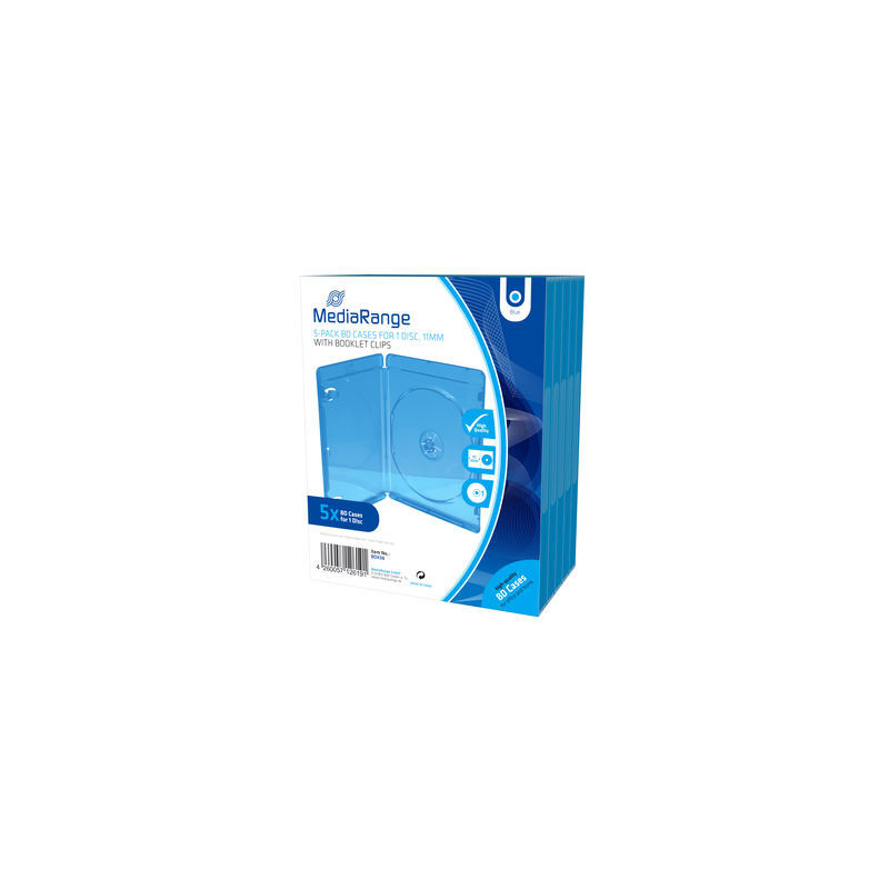 MediaRange BD-Hülle für 1 Disc, 11mm, Blau, Pack 5