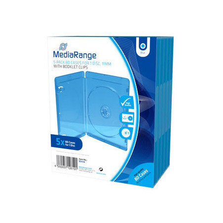 MediaRange Caja BD para 1 disco, 11mm, Azul, Pack 5