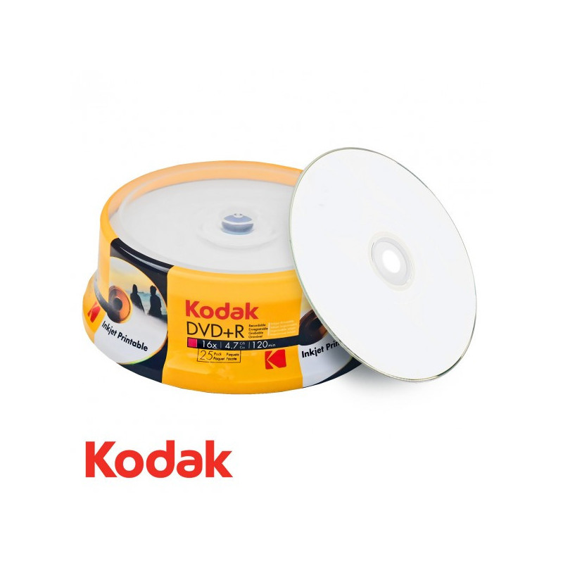 Kodak DVD+R 4.7GB|120min 16x, Imprimível jato de tinta em toda a superfície, cake 25 Kodak DVD+R 4.7GB|120min 16x, Imprimível jato de tinta em toda a superfície, cake 25