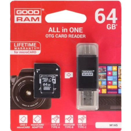 Micro SDHC Goodram 64GB CLASS10 UHS + Adaptador + Pen Type C