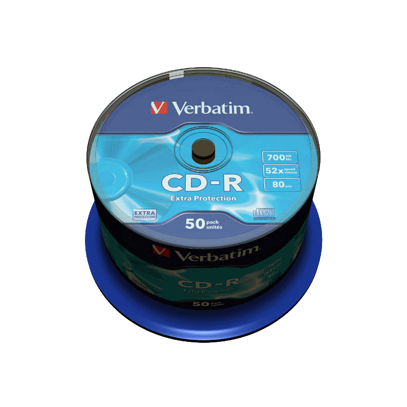Verbatim CD-R 700MB 52X Superficie extra protección tarrina 50