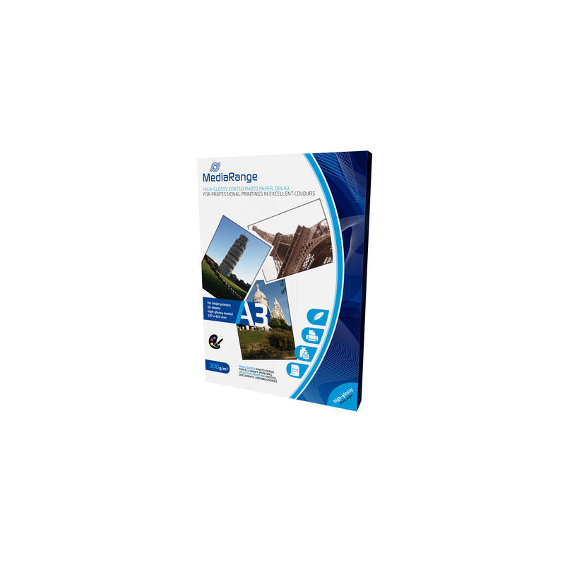 MediaRange A3 Photo Papel for inkjet printers, high-glossy coated, 200g, 50 sheets