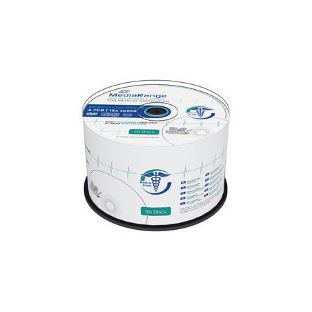MediaRange Medical line DVD-R 4,7GB|120min 16x, imprimible inkjet superficie completa, tarrina 50