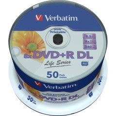 DVD+R DL Verbatim 8x Doble capa imprimible 50 uds.