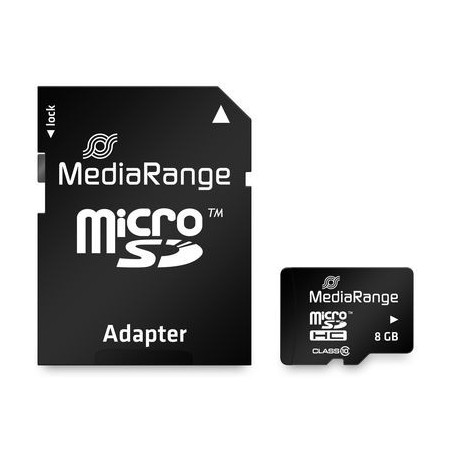 MediaRange microSDHC-Speicherkarte, Class 10, mit SD-Adapter, 8GB