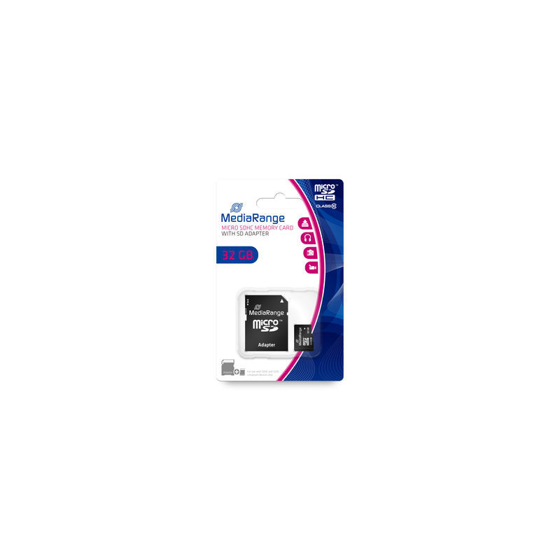 MediaRange Scheda di memoria microSDHC, classe 10, con adattatore SD, 32GB