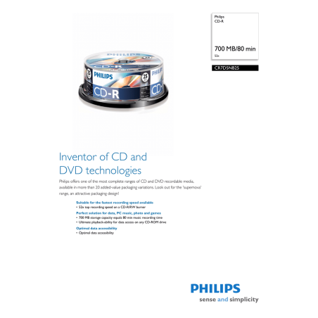 Philips CD-R 80min 700MB 52x Cakebox (25 pcs)