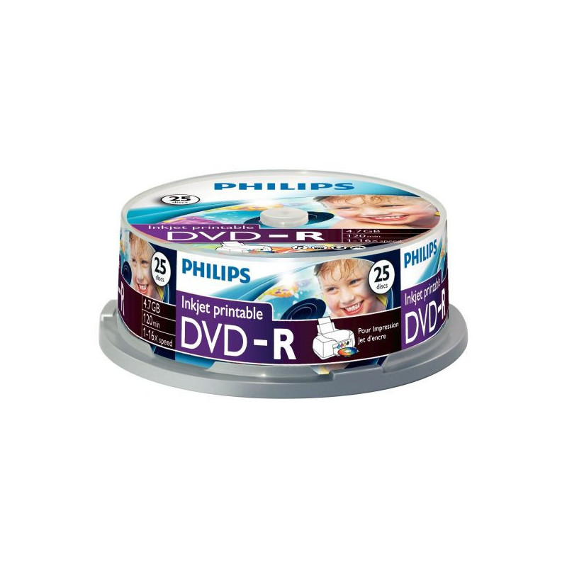 Philips DVD-R 4,7GB 16x Stampabile opaco campana (25 pz.)