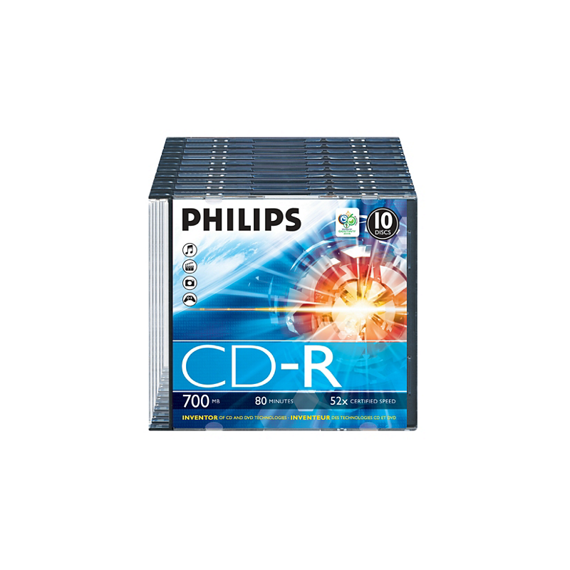 Philips CD-R 80min 700MB 52x Slim case (10 pcs)