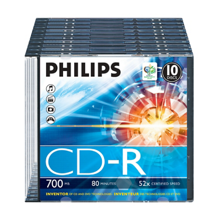 Philips CD-R 80min 700MB 52x Slim case (10 pcs)