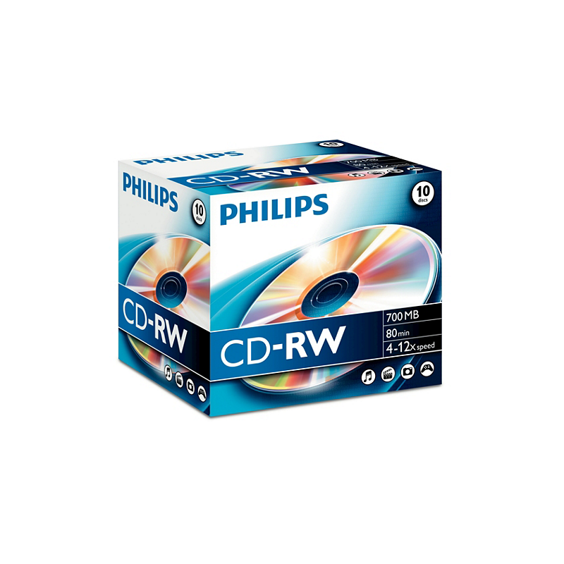 Philips CD-RW 80min 700MB 4-12x Jewel Case (10 pcs)
