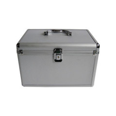 MediaRange Media storage case for 200 discs, aluminum look, with hanging sleeves, silver