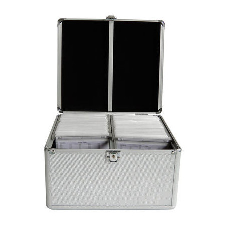 MediaRange Media storage case for 300 discs, aluminum look, with hanging sleeves, silver