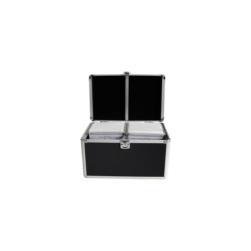 Valise de rangement MediaRange pour 200 disques, aspect aluminium, avec pochettes suspendues, noire