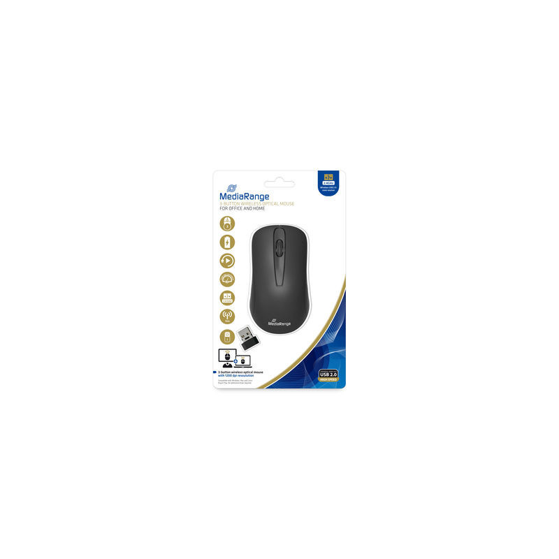 MediaRange Mouse ottico wireless a 3 tasti, nero