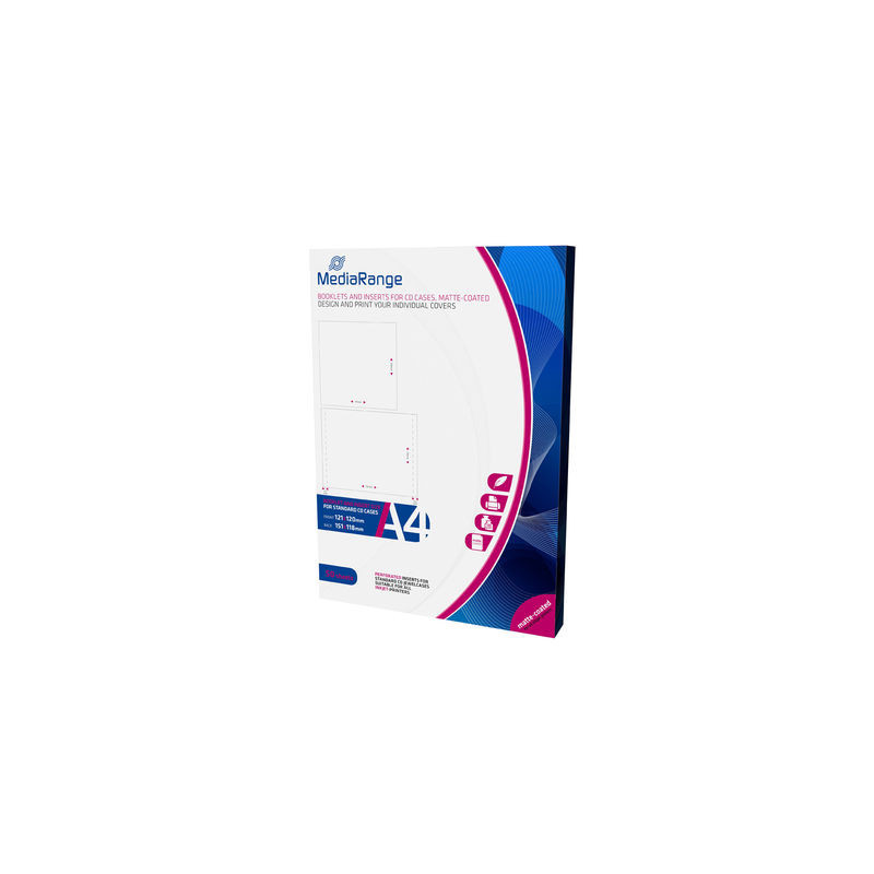 MediaRange Libretti e copertine per custodie CD Jewelcase, patinati opachi, pack 50