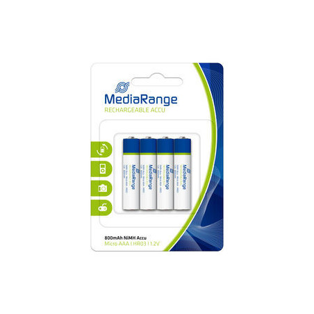 PILAS RECARGABLES AAA HR03 800MAH MEDIARANGE PACK 4 UDS