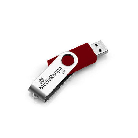 MediaRange USB Flash Drive, 4GB Rojo