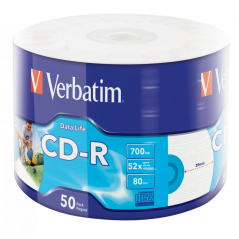 Verbatim CD-R 700MB 52X WHITE INKJET PRINTABLE SURFACE Shrink 50