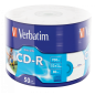 Verbatim CD-R 700MB 52X WHITE INKJET PRINTABLE SURFACE Shrink 50